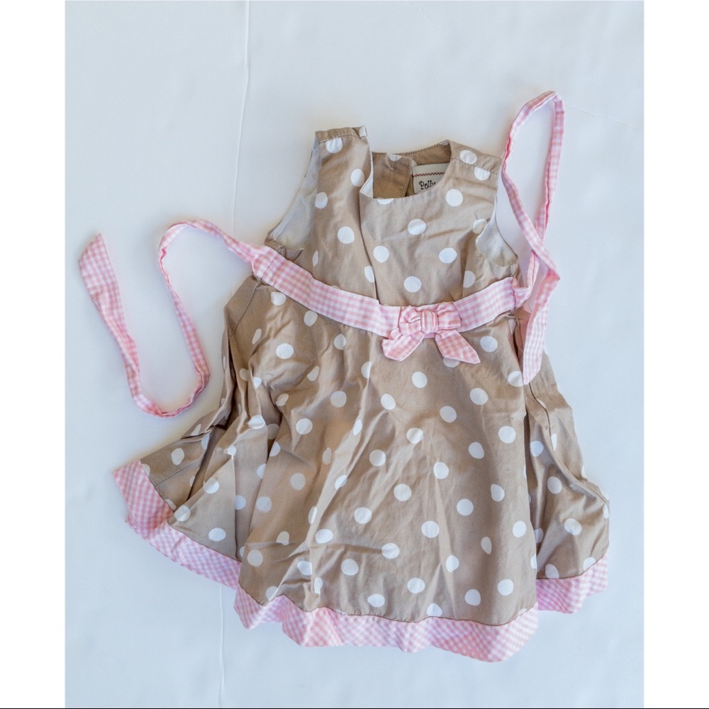 Polly & Friends 6 months Pink & Beige Polka Dot Dress